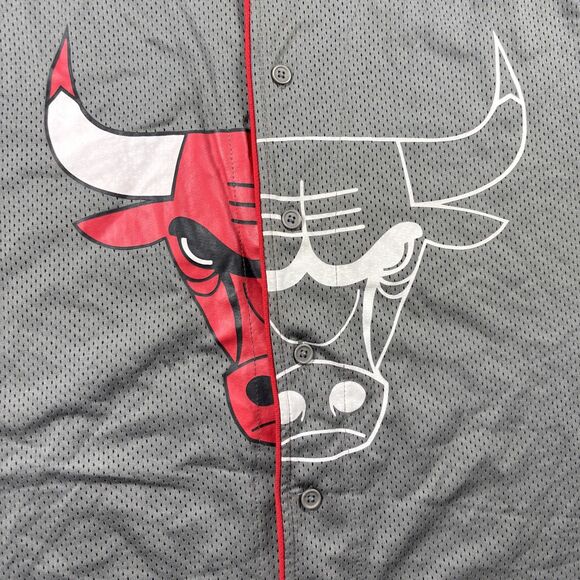 NBA Men Chicago Bulls Split Logo Jersey Shirt Button Up 1966 Grey Size XXL H246 - Picture 2 of 11